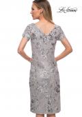 Picture of: Short Sleeve Below the Knee Dress with High Neckline in Silver, Back Picture