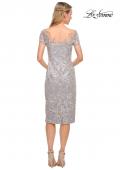 Picture of: Fitted Unique Lace Short Evening Dress in Silver, Style: 30108, Back Picture