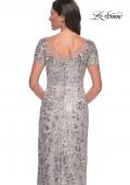 Picture of: Lace and Sequin Short Dress with Illusion Neckline in Silver, Style: 30854, Back Picture