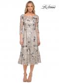 Picture of: Tea Length Lace and Sequin Embellished Dress in Silver, Style: 29988, Detail Picture 1