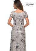 Picture of: Floral Short Sleeve Formal Dress with Scoop Neck in Silver, Style: 27991, Detail Picture 2