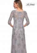 Picture of: Column Lace Mother of the Bride Dress with V Neckline in Silver, Detail Picture 2