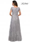 Picture of: Sequin Lace A-line Gown with Sheer Short Sleeves in Silver , Style: 27837, Detail Picture 3