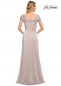 Picture of: Short Sleeve Evening Dress with Beaded Neckline in Silver, Detail Picture 4