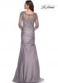 Picture of: Satin and Lace Off the Shoulder Mermaid Gown in Dark Emerald, Style: 30162, Detail Picture 4