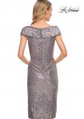 Picture of: Off the Shoulder Sequin Short Evening Dress with Ruching in Silver, Style: 30323, Detail Picture 4