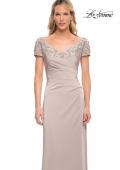 Picture of: Short Sleeve Evening Dress with Beaded Neckline in Silver, Detail Picture 5