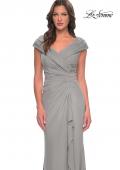 Picture of: Elegant Net Jersey Long Gown with Ruching in Silver, Style: 29996, Detail Picture 5