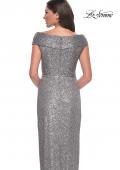 Picture of: Sequin Long Evening Dress with Ruching and V Neck in Hunter Green, Style: 30326, Detail Picture 6