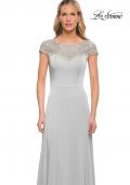 Picture of: Jersey Gown with Full Skirt and Lace Detail Top, Style: 29511, Detail Picture 7