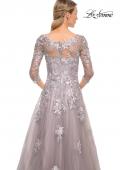 Picture of: Elegant A-Line Gown with Lace Applique and V Neck in Silver, Style: 30229, Detail Picture 2