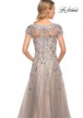 Picture of: Beaded Lace A-line Gown with Short Sleeves in Silver, Style: 30239, Detail Picture 2