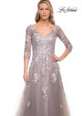 Picture of: Elegant A-Line Gown with Lace Applique and V Neck in Silver, Style: 30229, Detail Picture 3
