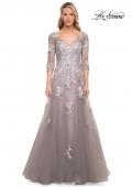 Picture of: Elegant A-Line Gown with Lace Applique and V Neck in Silver, Style: 30229, Detail Picture 4