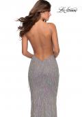 Picture of: Iridescent Fringe Prom Dress with Open Back in Silver, Style: 28517, Detail Picture 2