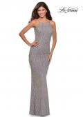 Picture of: Iridescent Fringe Prom Dress with Open Back in Silver, Style: 28517, Detail Picture 3
