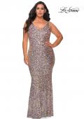 Picture of: Floor Length Multi Colored Sequin Plus Size Prom Dress in Silver, Style: 28863, Main Picture