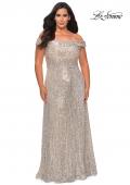 Picture of: Off the Shoulder Sequin Curvy Prom Dress in Silver, Style: 28988, Main Picture