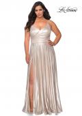 Picture of: Metallic Grecian Long Plus Size Prom Dress in Silver, Style: 28989, Main Picture