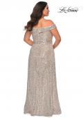 Picture of: Off the Shoulder Sequin Curvy Prom Dress in Silver, Style: 28988, Back Picture