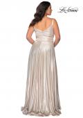 Picture of: Metallic Grecian Long Plus Size Prom Dress in Silver, Style: 28989, Back Picture