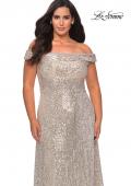 Picture of: Off the Shoulder Sequin Curvy Prom Dress in Silver, Style: 28988, Detail Picture 2
