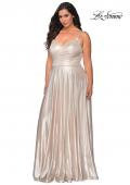 Picture of: Metallic Grecian Long Plus Size Prom Dress in Silver, Style: 28989, Detail Picture 2