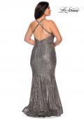 Picture of: Sequin Plus Size Prom Dress with Criss Cross Back in Silver, Style: 29051, Detail Picture 2