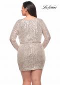Picture of: Short Sequin Plus Dress with Long Sleeves in Silver, Style: 29396, Detail Picture 2