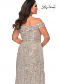 Picture of: Off the Shoulder Sequin Curvy Prom Dress in Silver, Style: 28988, Detail Picture 3