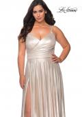 Picture of: Metallic Grecian Long Plus Size Prom Dress in Silver, Style: 28989, Detail Picture 4