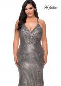Picture of: Sequin Plus Size Prom Dress with Criss Cross Back in Silver, Style: 29051, Detail Picture 5