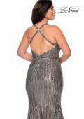 Picture of: Sequin Plus Size Prom Dress with Criss Cross Back in Silver, Style: 29051, Detail Picture 6