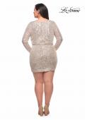 Picture of: Short Sequin Plus Dress with Long Sleeves in Silver, Style: 29396, Detail Picture 6