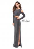 Picture of: Two Piece Cold Shoulder Prom Dress with Side Skirt Slit in Silver, Style: 25256, Main Picture