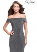 Picture of: Long Off the Shoulder Prom Dress with Flare Bottom in Silver, Style: 25444, Main Picture