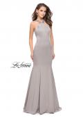Picture of: Halter Mermaid Prom Dress with Metallic Beading in Silver, Style: 25763, Main Picture