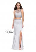 Picture of: Beaded Two Piece Prom Dress with Open Back in Silver, Style: 26063, Main Picture