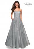 Picture of: Strapless Sweetheart Ball Gown with Lace Details in Silver, Style: 27493, Main Picture