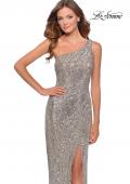 Picture of: Long Sequin One Shoulder Ruched Prom Dress in Silver, Style: 28401, Main Picture