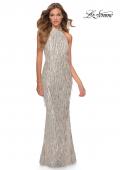 Picture of: High Neck Sequin Fringe Dress with Tie Up Back in Silver, Style: 28819, Main Picture