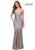 Picture of: Rhinestone Jersey Gown with Wrap Style Front in Silver, Style 29938, Main Picture