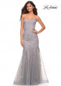 Picture of: Mermaid Strapless Elegant Lace and Tulle Gown in Silver, Main Picture