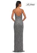 Picture of: Beautifully Beaded Long Evening Dress with V Neckline in Silver, Style: 32928, Detail Picture 8