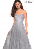 Picture of: Strapless Long Ball Gown with Floral Printed Design in Silver, Style: 27324, Detail Picture 9