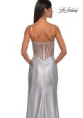 Picture of: Rhinestone Corset Prom Dress with Stretch Satin Skirt in Silver , Style: 32691, Detail Picture 9