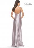 Picture of: Liquid Jersey Fitted Dress with High Slit in Silver, Style: 31372, Detail Picture 10