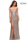 Picture of: Strapless Ruched Sequin Gown in Gorgeous Colors in Silver, Detail Picture 11