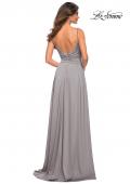 Picture of: Elegant Criss-Cross Ruched Bodice Jersey Dress in Silver, Style: 30571, Detail Picture 11