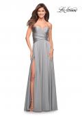 Picture of: Simple Strapless Jersey Dress with High Slit in Silver, Style: 30700, Detail Picture 16